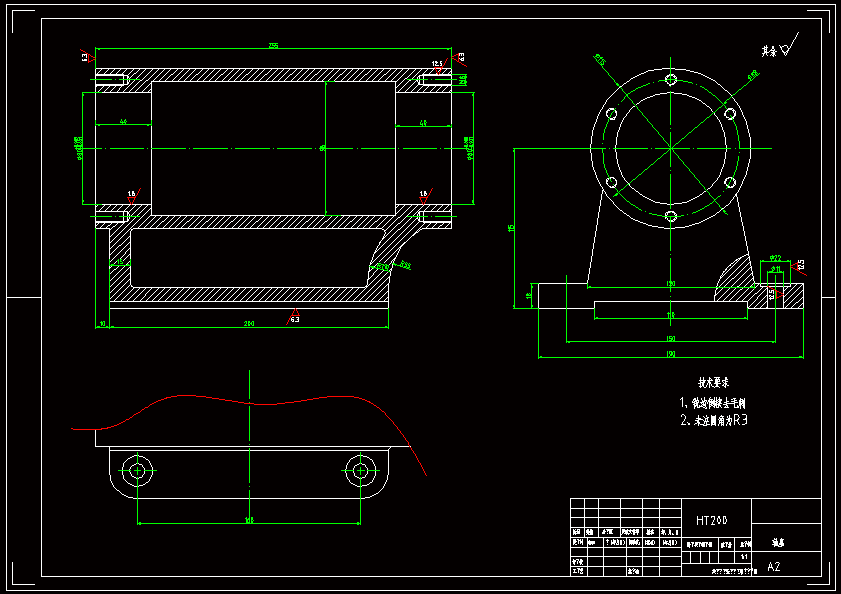 N7105-铣刀头座体轴座钻6×M8螺纹孔夹具设计