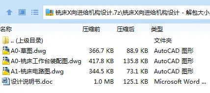 Z2474-铣床X向进给机构设计