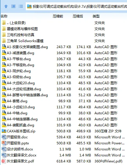 Z2623-投影仪可调式运动载台机构设计[含SW三维图]