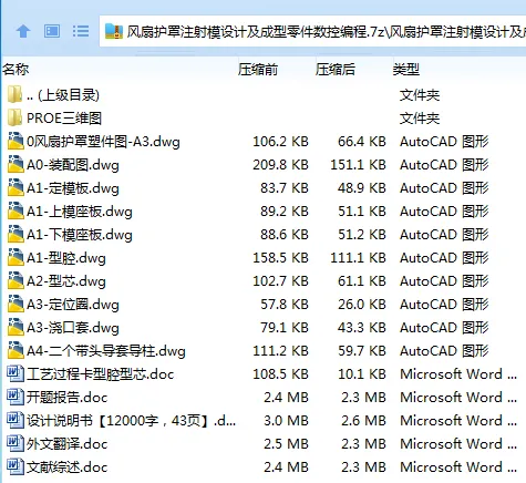 Z2726-风扇护罩注射模设计及成型零件数控编程【含proe三维图】