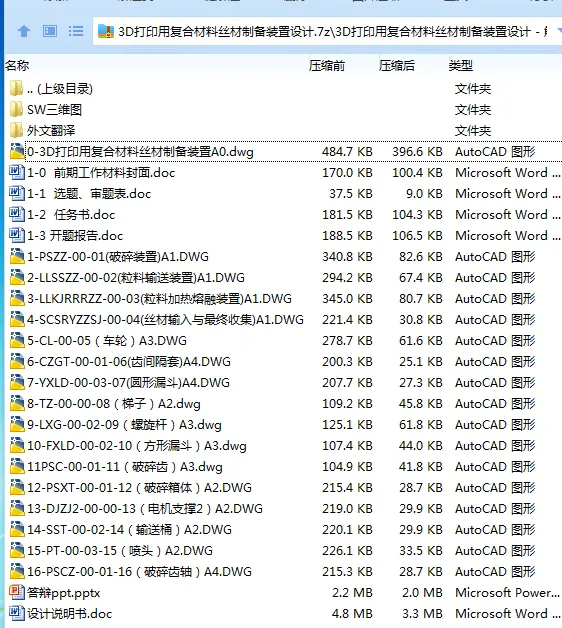 Z2751-3D打印用复合材料丝材制备装置设计【含SW三维图】