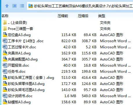 Z2799-砂轮头架加工工艺编制及钻M6螺纹孔夹具设计【含Proe三维图】