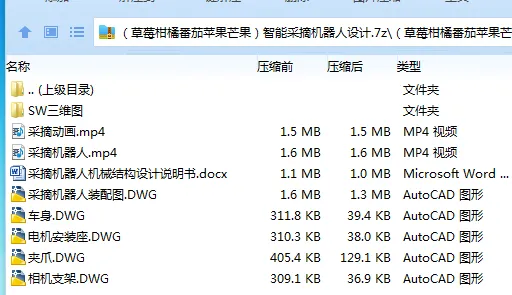 Z2830-(草莓柑橘番茄苹果芒果)智能采摘机器人设计【含SW三维图】 Z2830-(草莓柑橘番茄苹果芒果)智能采摘机器人设计【含SW三维图】