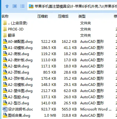 Z2852-苹果手机盖注塑模具设计-苹果6手机外壳【含Proe三维图】