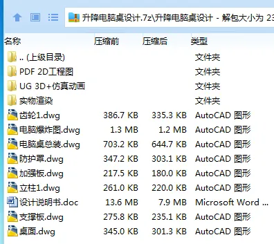 Z3027-升降电脑桌设计【含UG三维图】