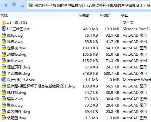 Z3100-保温杯杯子瓶身的注塑模具设计【含UG三维图】