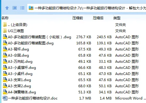 Z3169-一种多功能旅行箱结构设计[含UG三维图]