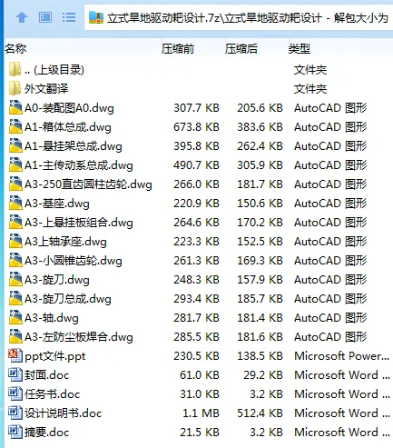 Z3323-立式旱地驱动耙设计