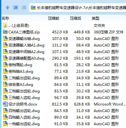 Z3448-长丰猎豹越野车变速器设计