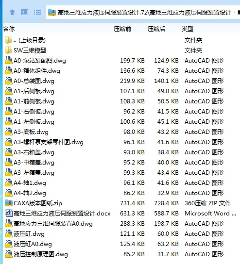 Z3485-高地三维应力液压伺服装置设计【含SW三维图】