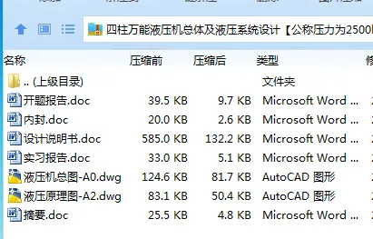 Z3672-四柱万能液压机总体及液压系统设计【公称压力为2500kN】 Z3672-四柱万能液压机总体及液压系统设计【公称压力为2500kN】