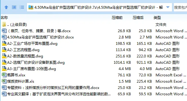 Z3682-4.50Mta乌金矿井型选煤厂初步设计