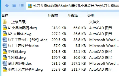 Z3872-铣刀头座体轴座钻6×M8螺纹孔夹具设计