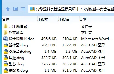 Z3882-对称塑料套管注塑模具设计