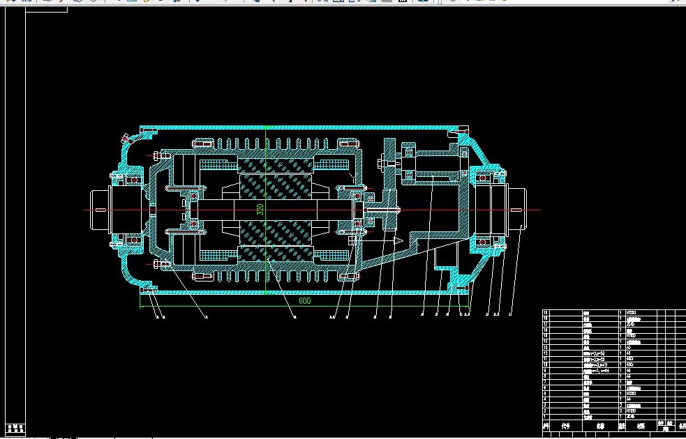 电动滚筒装配图
