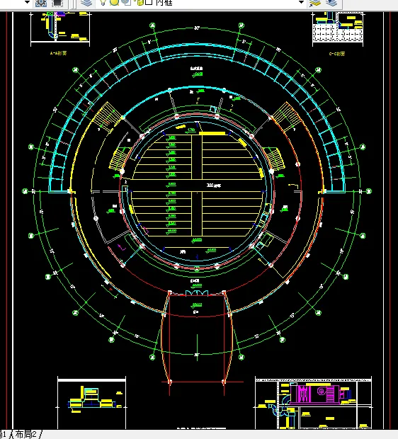 北楼空调系统平面图及剖面图