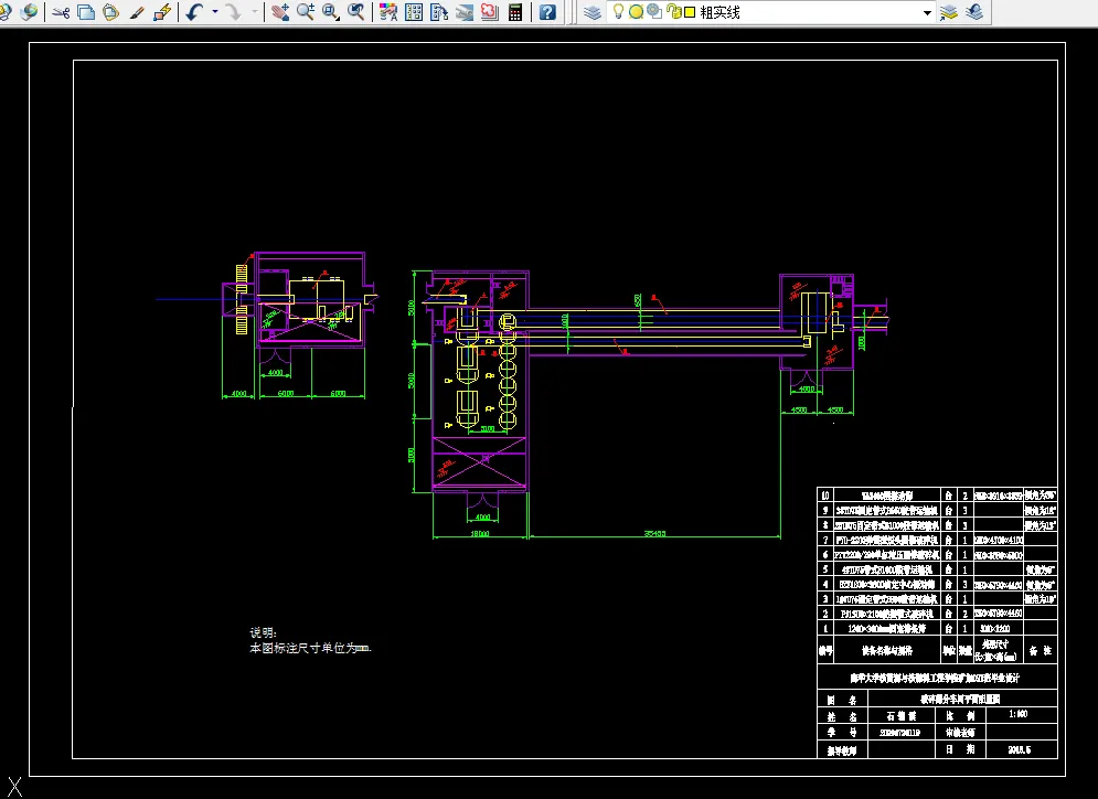 破碎筛分车间平断面图