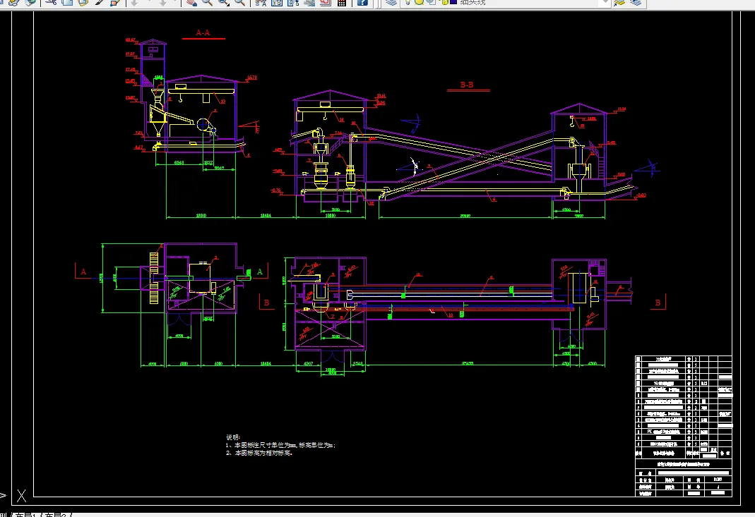 破碎筛分车间平断面图