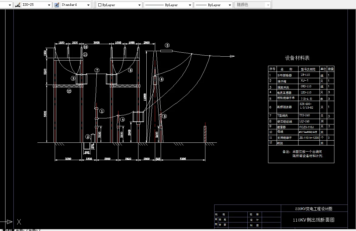 110KV侧出线断面图