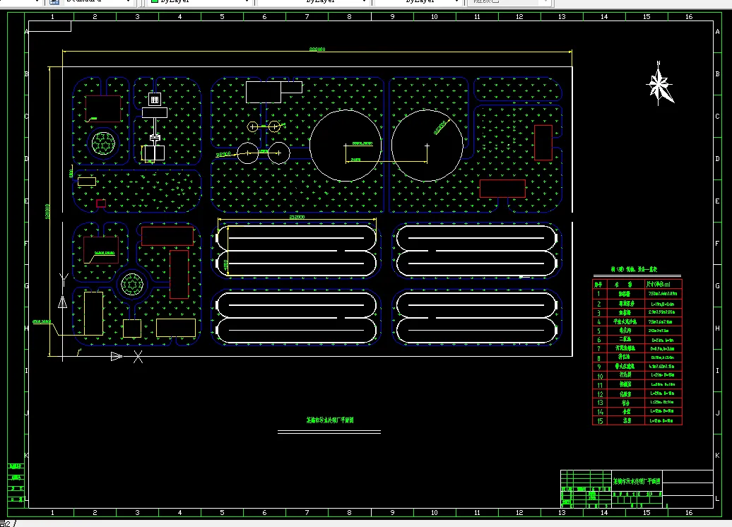 某城市污水处理厂平面图