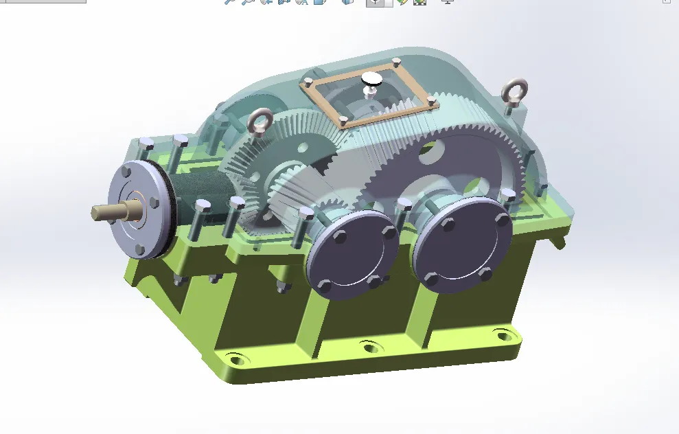 i381-二级圆锥圆柱齿轮减速器设计[含三维图]F=1495，V=1.35，D=290