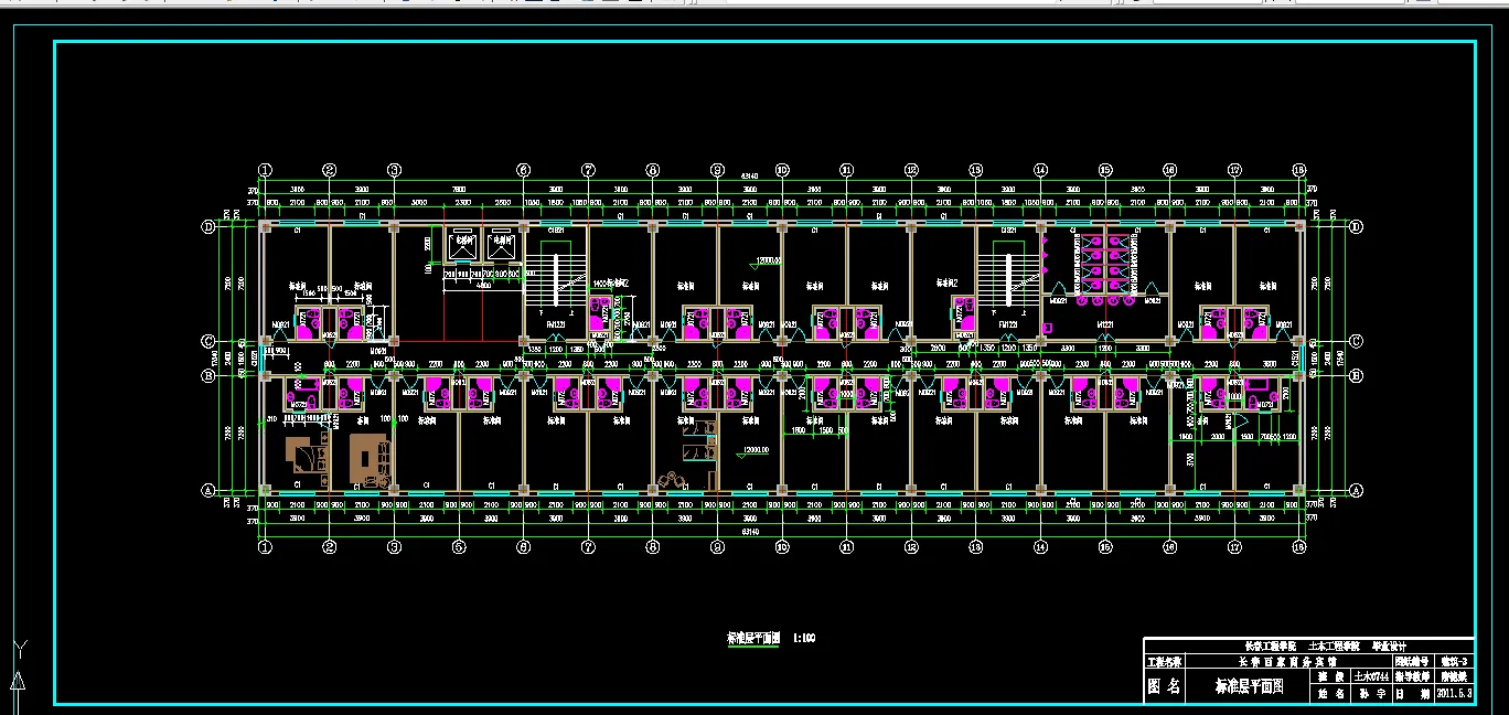 i801-长春百家商务宾馆建筑结构施工设计-9层，12000平米