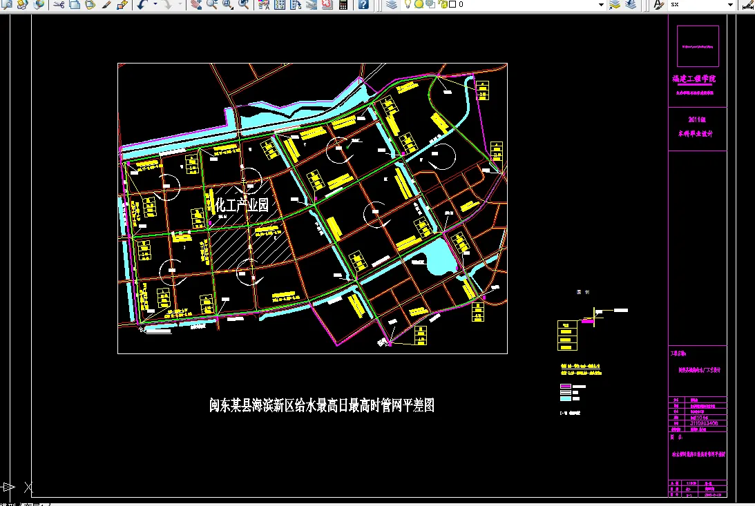 闽东某县海滨新区给水最高日最高时管网平差图