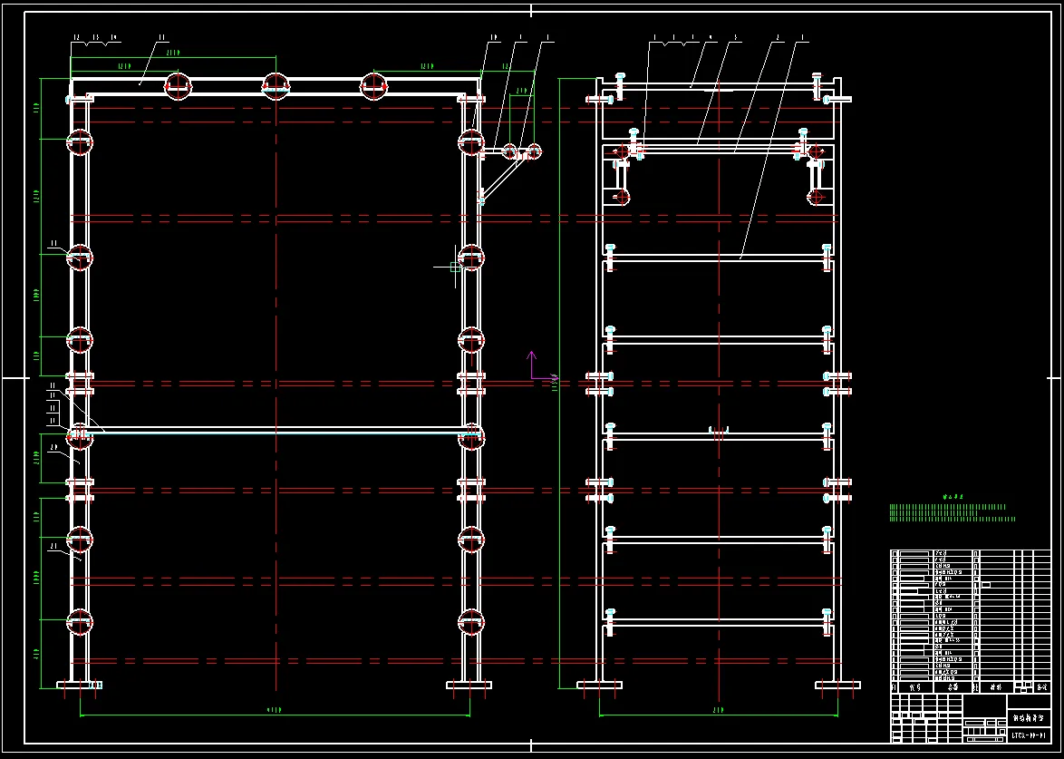中型链传动式自行车立体库钢结构图