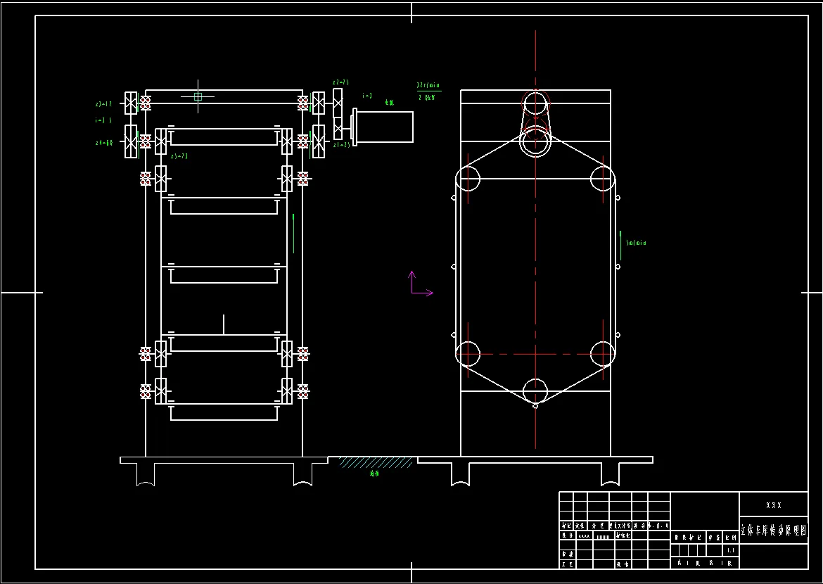 中型链传动式自行车立体库原理图