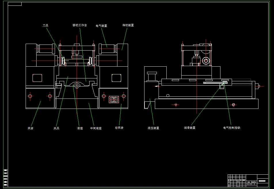 A0-双面卧式铣床结构图