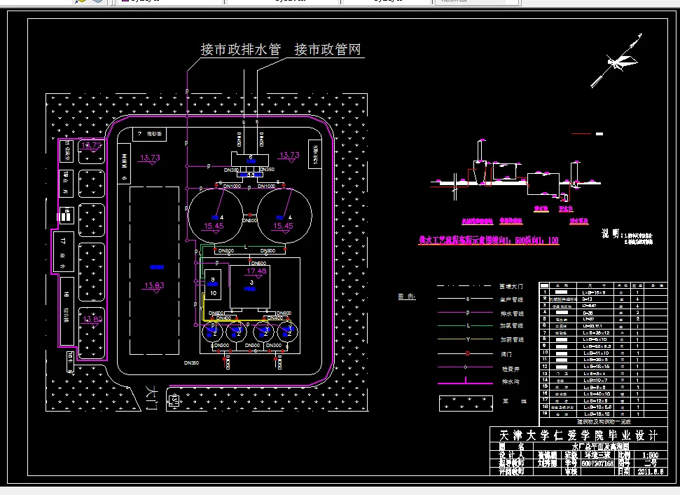 水厂总平面及高程图