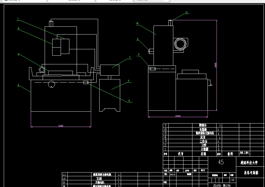 M969-立式加工中心横向、纵向进给机构与床身设计