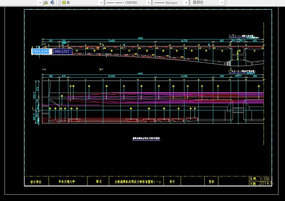 主桥箱梁纵向预应力钢束布置图（一）