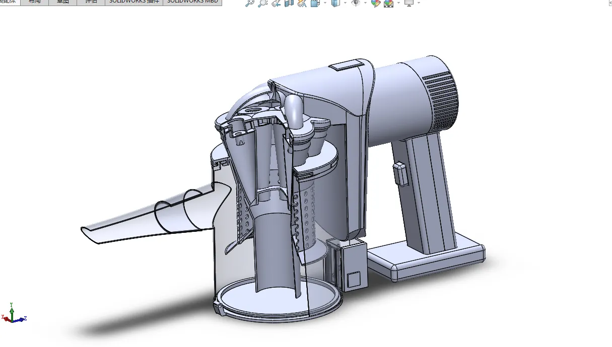 E448-手持式车用多功能吸尘器结构设计[含SW三维图]