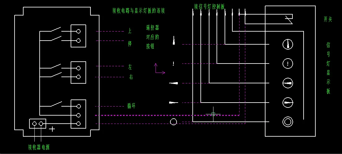 接收电路与显示灯板的连接