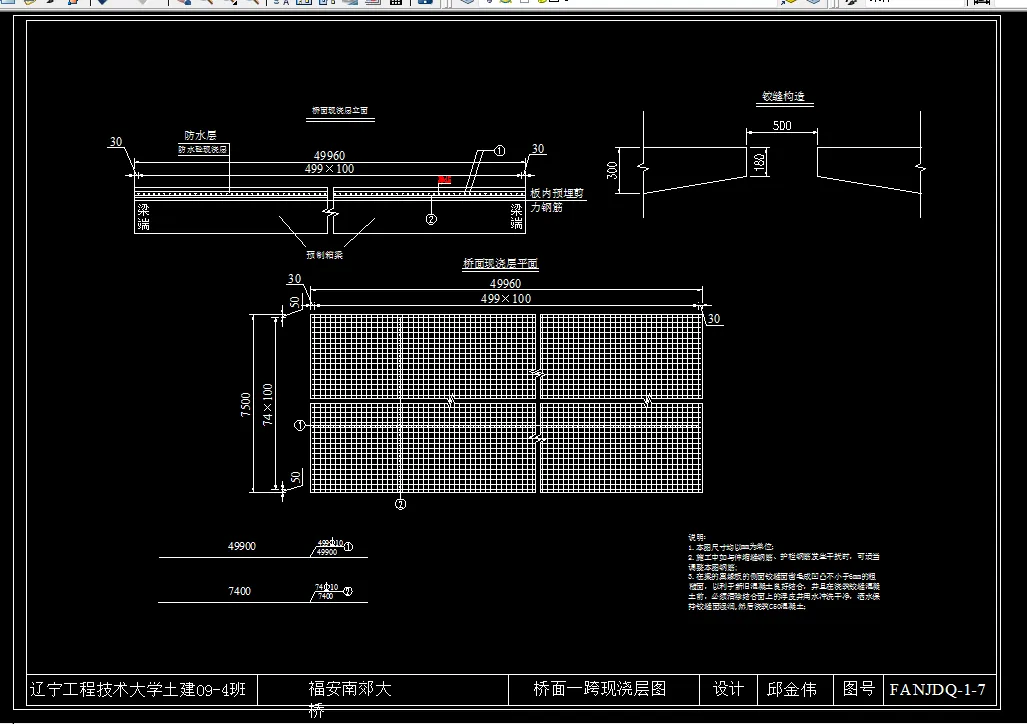 桥面一跨现浇层图