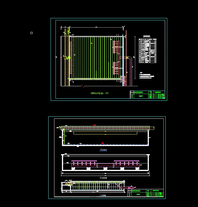 SBR池曝气池平剖图