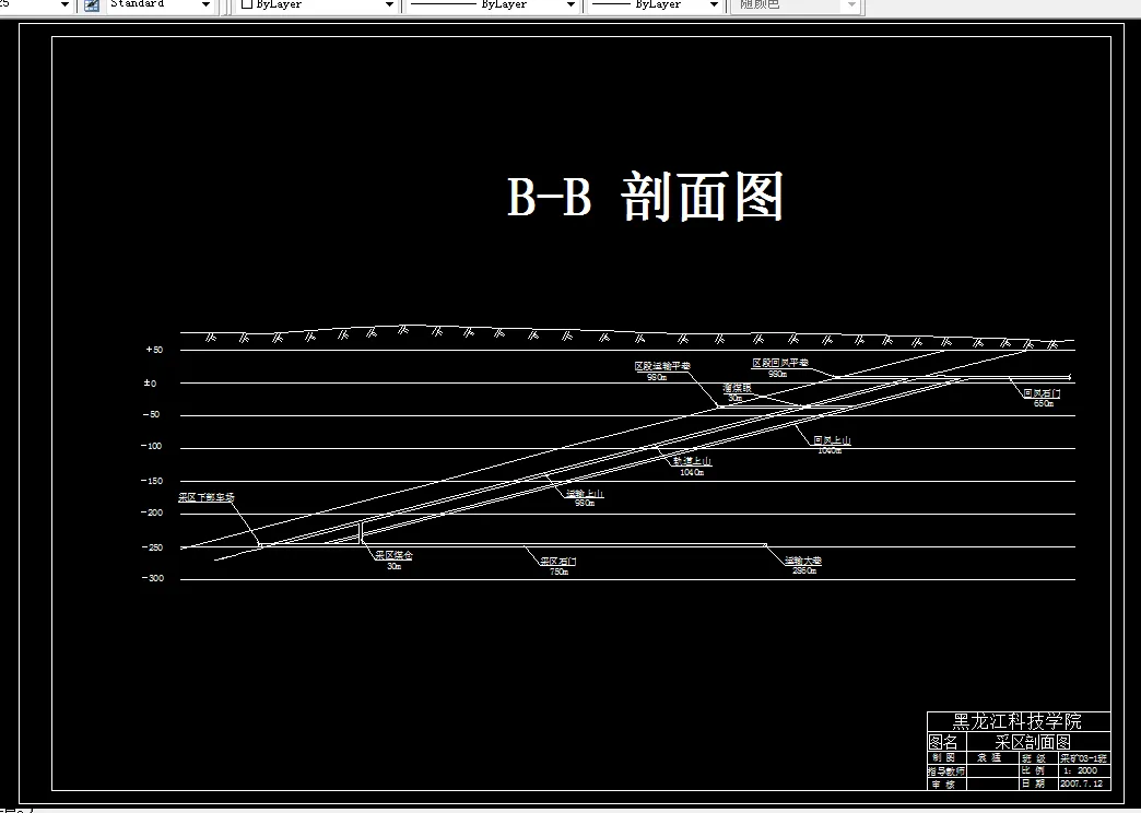 巷道布置剖面图