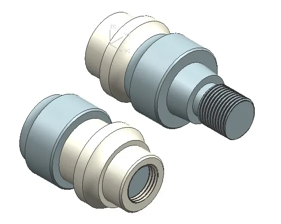 SC984-螺纹配合件零件的数控加工及编程仿真【含UG三维图】【含斯沃仿真】【两件套】