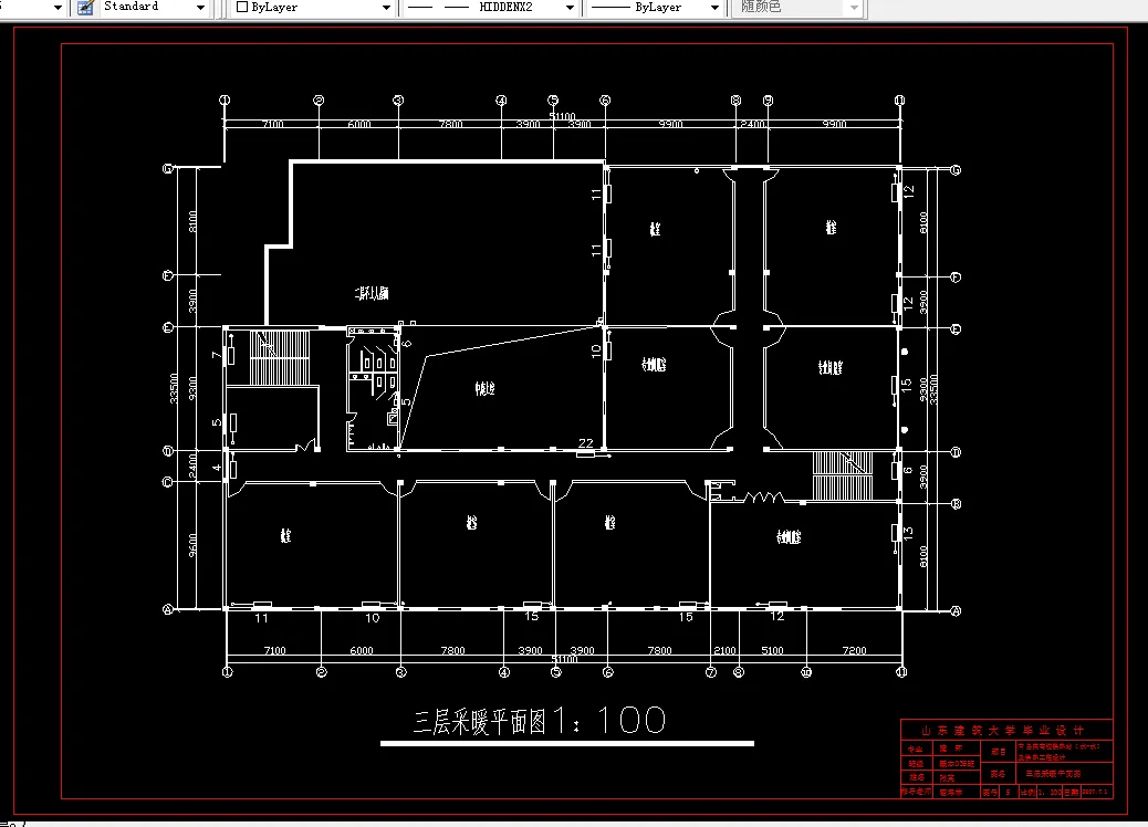 三层采暖平面图