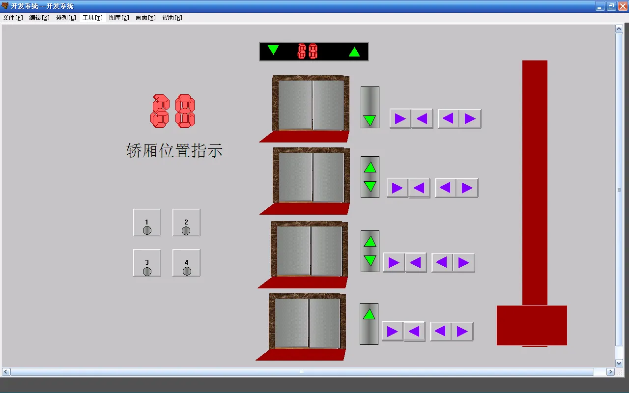 DY1123-基于三菱PLC和组态王组态的四层电梯控制系统4层电梯