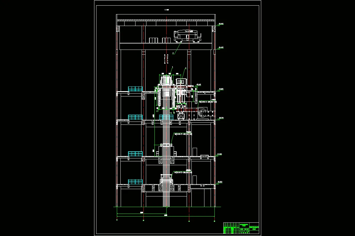 提升机及电动机设备安装I-I剖面图