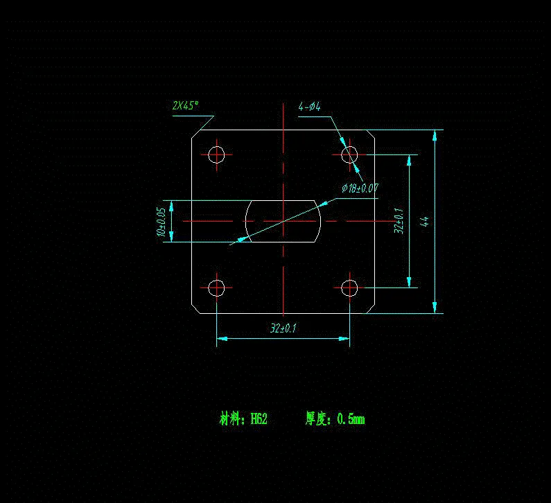 JJ2529-方形垫片落料冲孔复合模具设计-谐振窗冲压模-长44