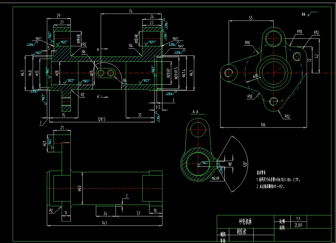 JJ5244-砂轮机体铸造工艺设计