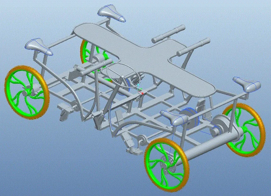 JJ6190-新型四轮自行车设计及PROE三维运动仿真-沙滩车【含三维图】