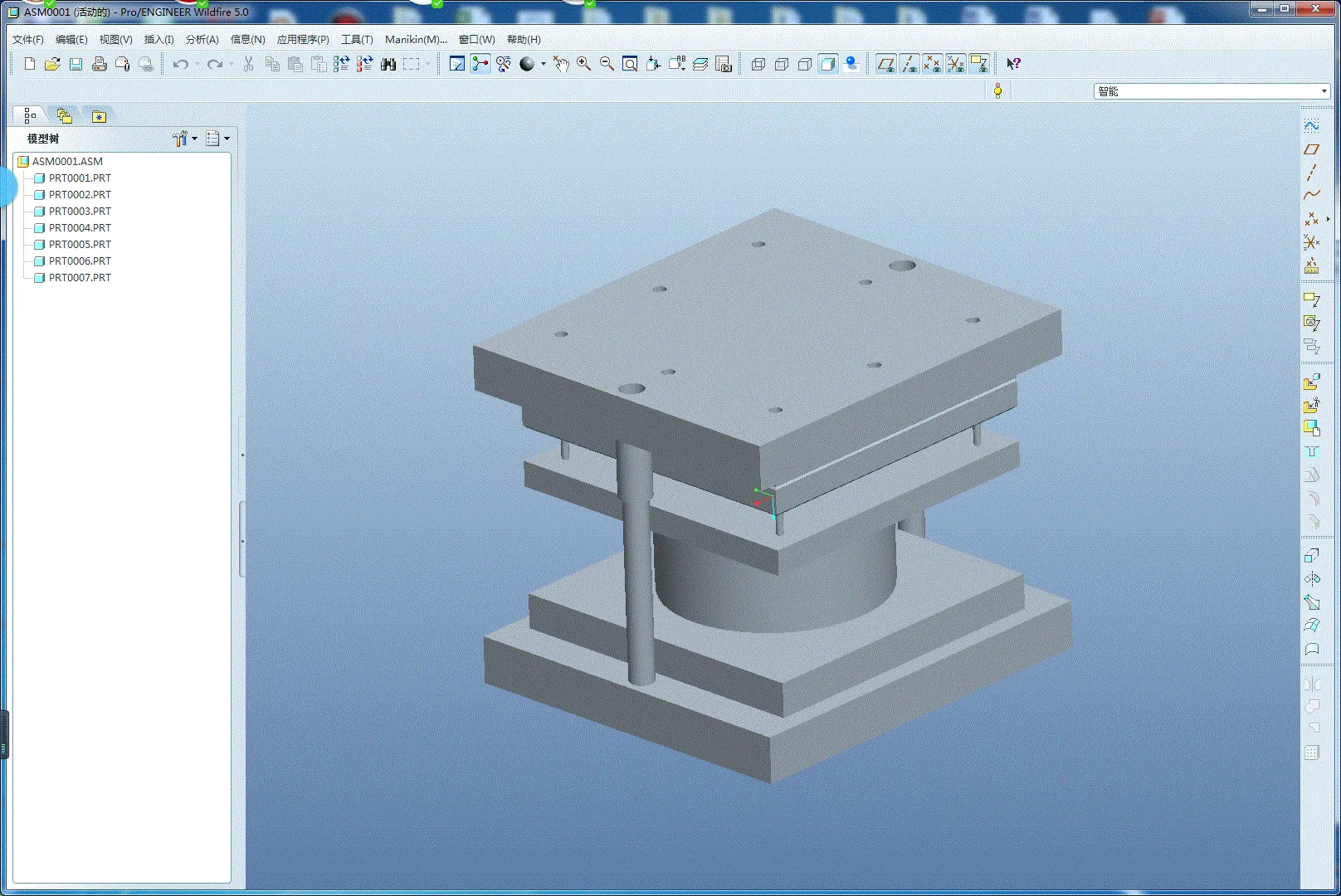 整形模具PROE三维装配图
