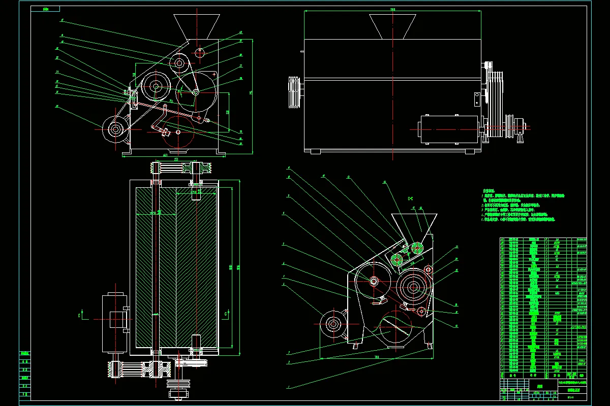 JJ7519-φ250X1000规格磨辊小型立式磨粉机设计