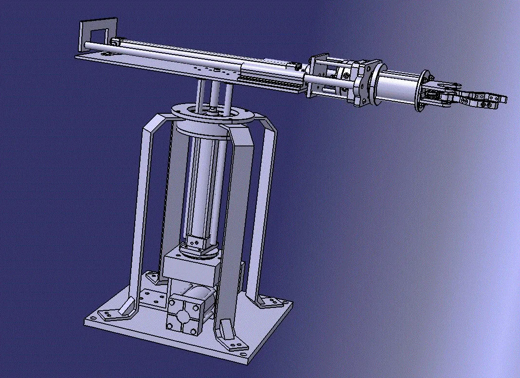 JJ7585-三自由度平面关节型上下料气动机械手设计【含Catia三维图】