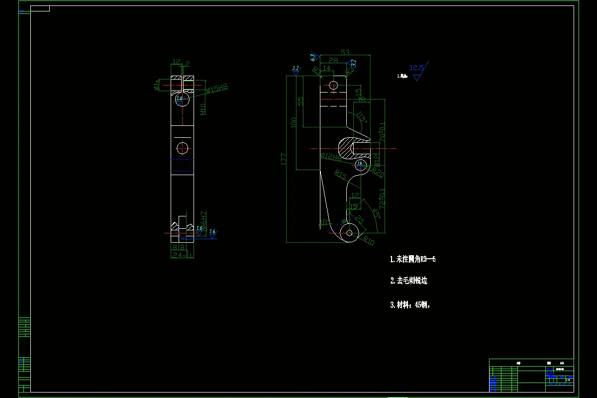 JJ8150-左摆动杠杆工艺及钻φ6φ12M10三孔夹具设计