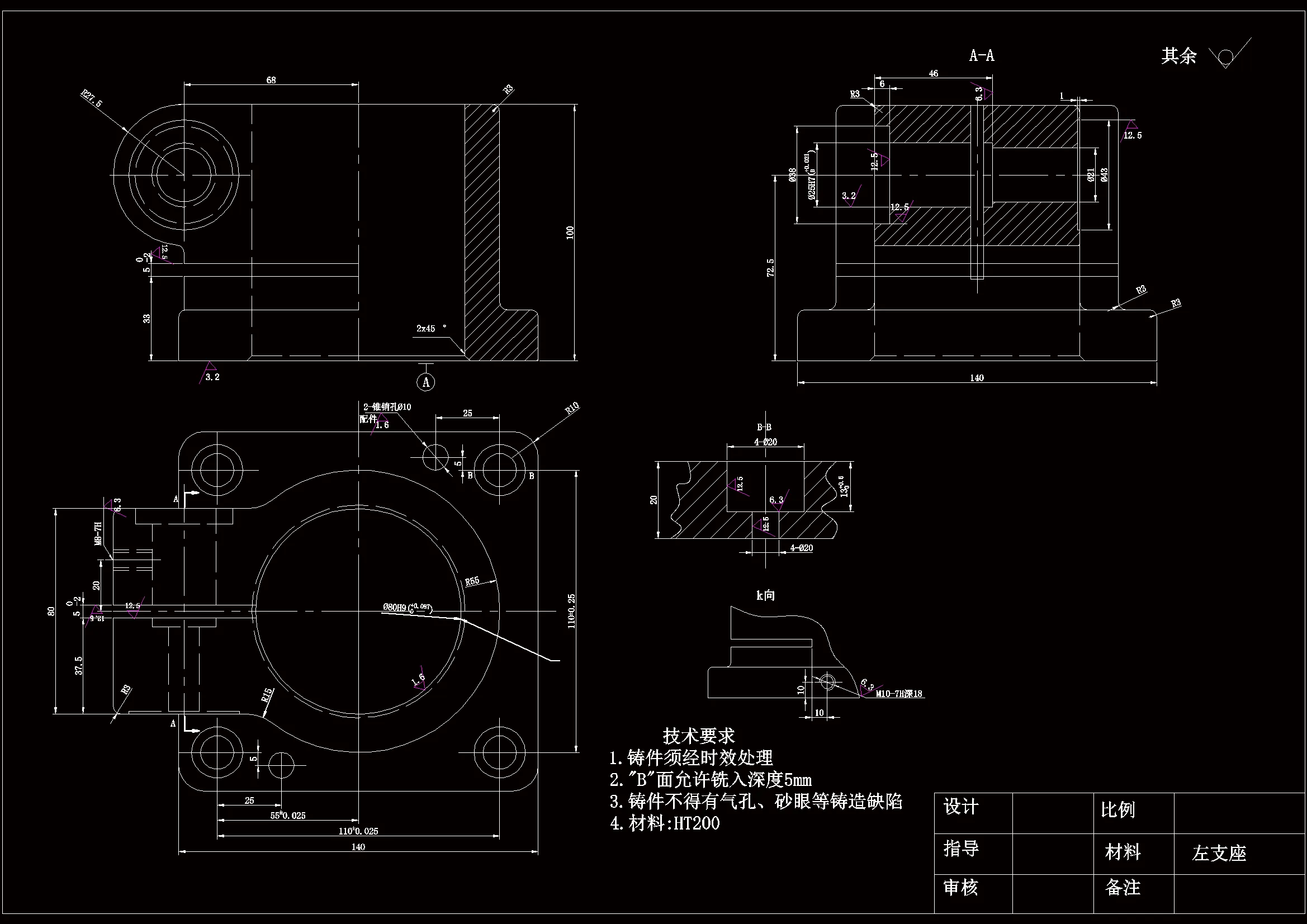 JJ8395-左支座机械加工工艺规程及钻4-φ20孔夹具设计